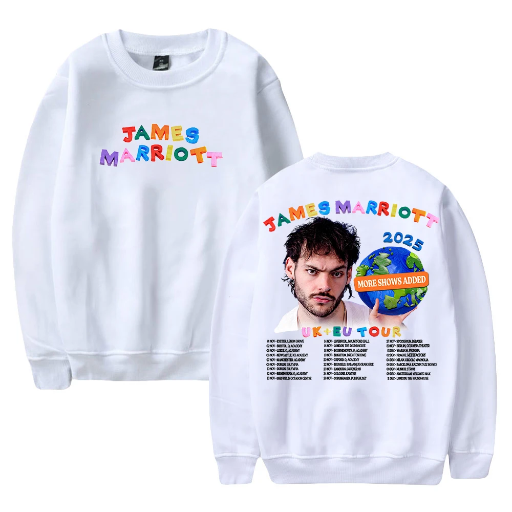 GF جيمس ماريوت جولة المملكة المتحدة وأوروبا 2025 Merch Crewneck للجنسين كم طويل ملابس الشارع الشهير النساء الرجال البلوز بلوزات