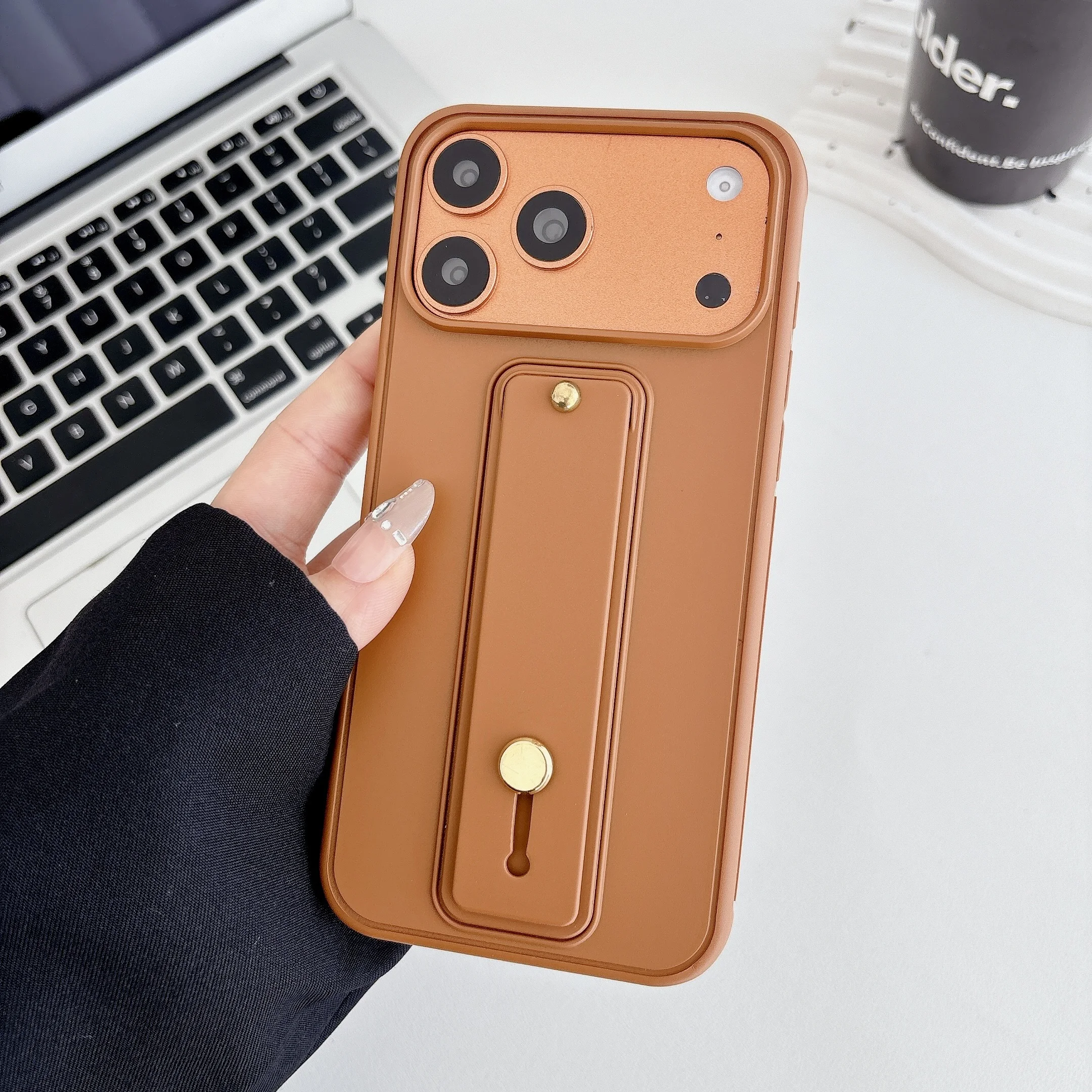 Luxuriöse Business-Handyhülle für iPhone 17 Pro Max 16 Plus 15 14 13 12 Stoßfeste Schlanke Hülle mit Handschlaufe und Ständer