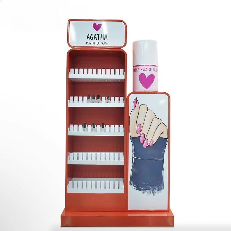 

Элитная современная акриловая подставка для лаков для ногтей, напольный стенд для косметики на заказ