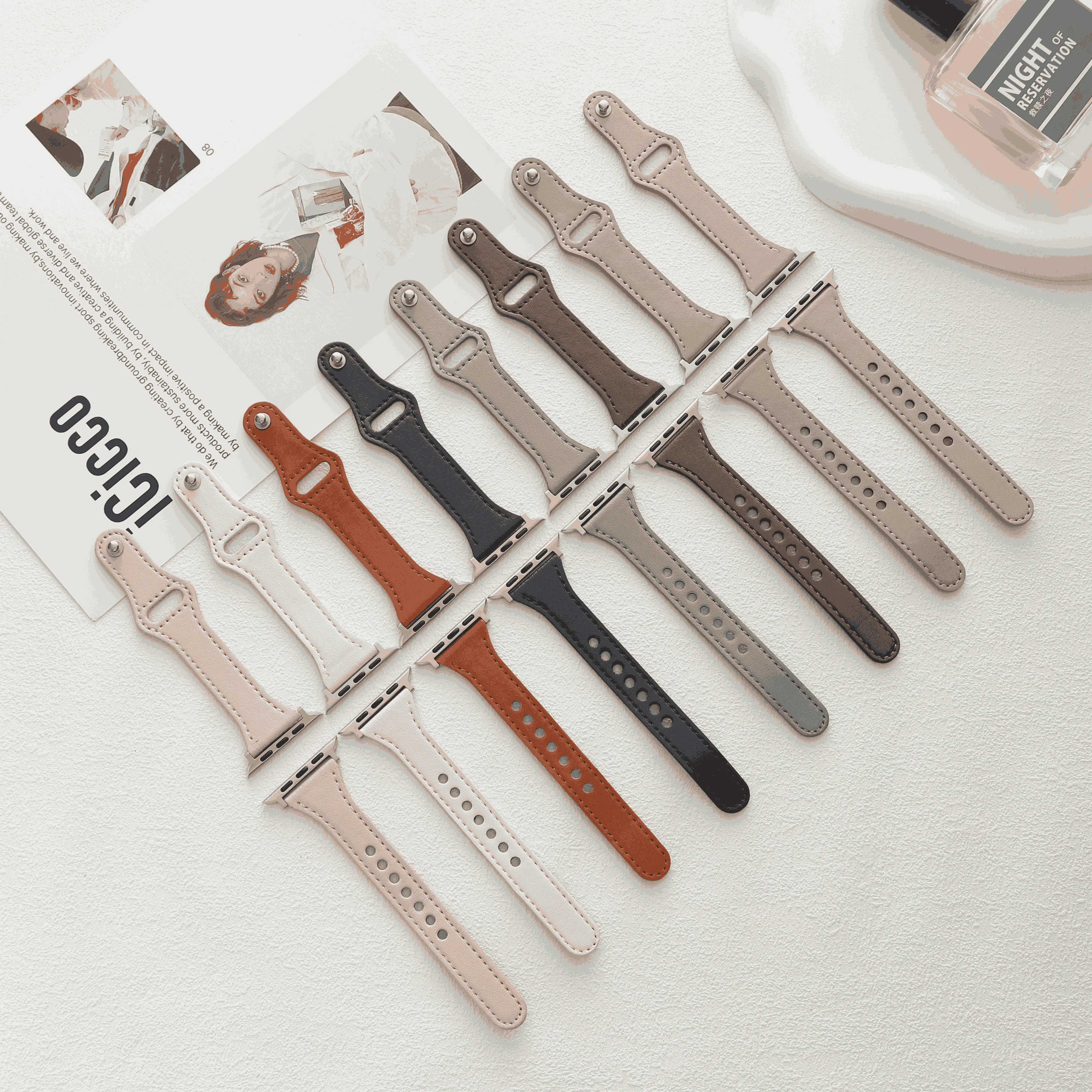 Slim Leather Watch Band for Apple Watch 987654321Se Women's Fashion Compatible with IWatch 38/40/41mm 42/44/45/49mm iwatch strap