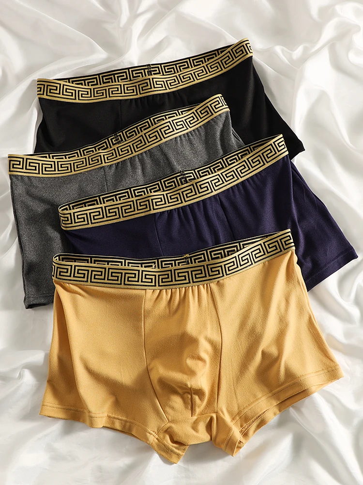 

4 шт. Модное мужское легкое роскошное нижнее белье: четырех цветовых комбинаций, удобное, эластичное и уникальное мужское нижнее белье с поясом.