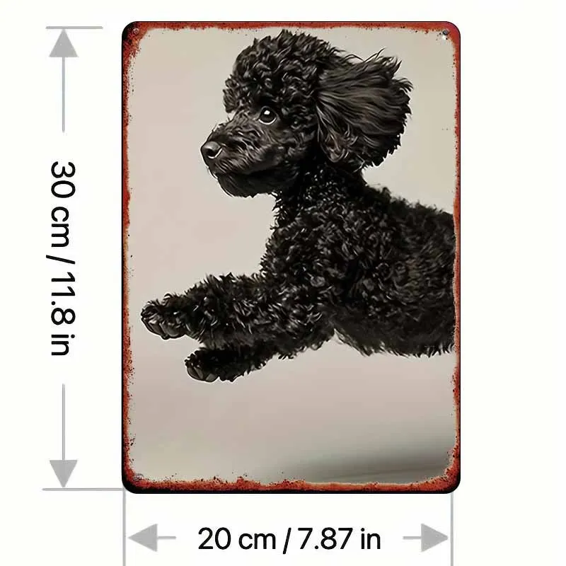 1pc Pack, Tinplate Sign, Black Poodle Iron Painting, Suitable for Bedroom, Bar, Garage, and Garden, Outdoor Decoration