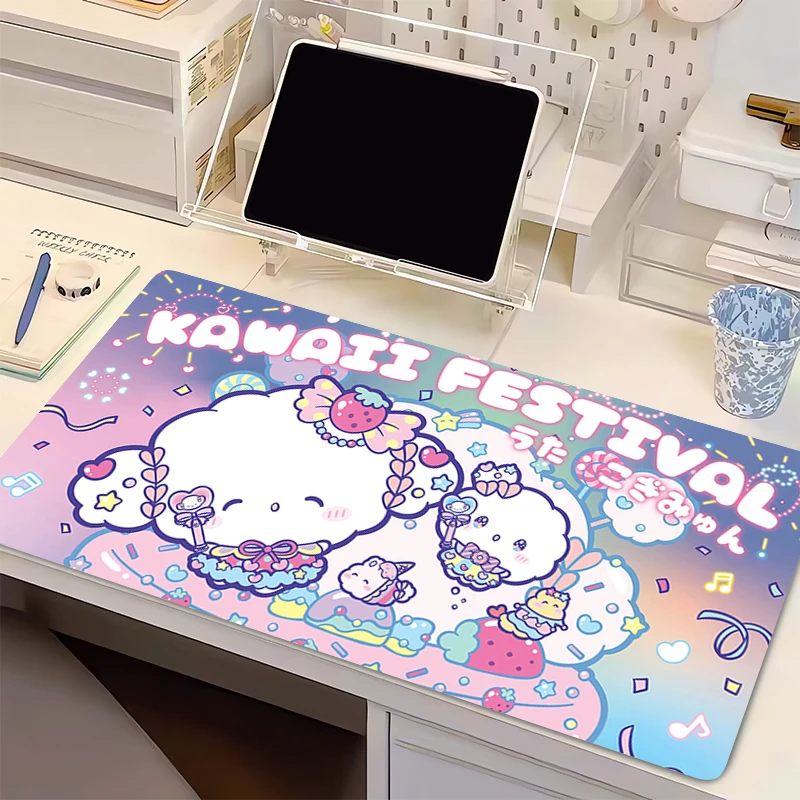 

90x40cm Mouse Pad Cogimyun Anime Gamer Tablet Varmilo Keyboard Pad Carpet Kawaii Laptop Gaming Accessories Locking Edge Mousepad