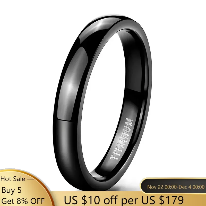 Kolmnsta 2/4/6/8mm Simple Black Ring Man Women Titanium Wedding Band Engagement Rings Polished Cocktail Ring Anel Feminino size