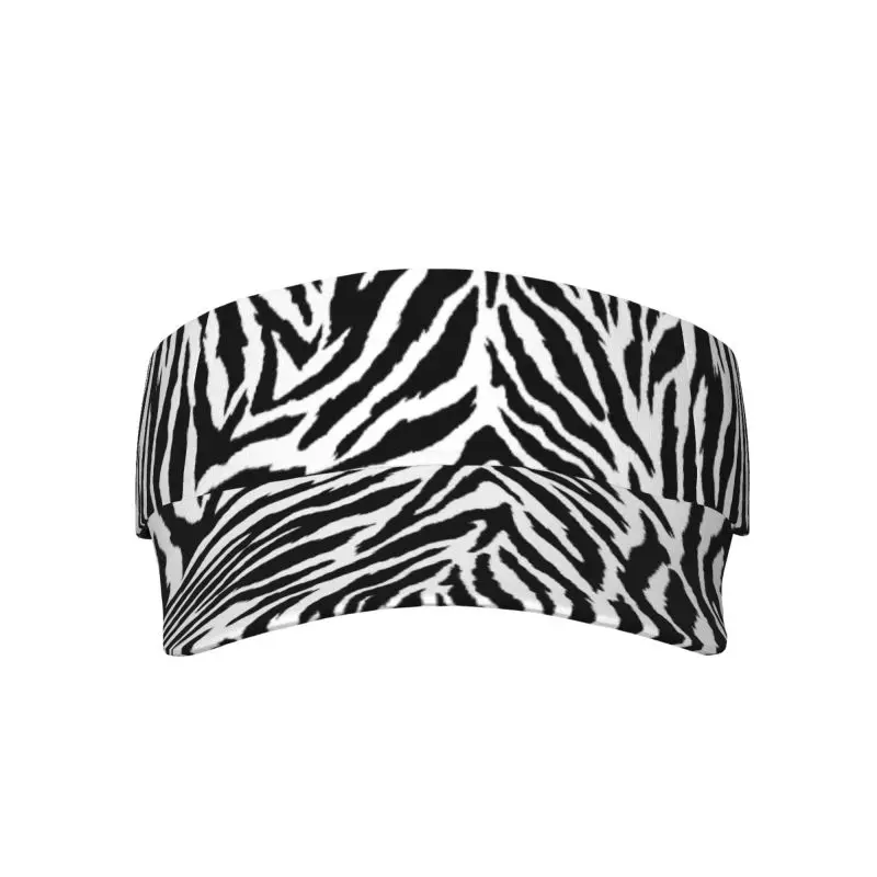 Black White Zebra Stripes Sports Sun Visor Hats Women Men Adjustable Lightweight Packable Sun Visor Hat Beach Pool Golf Tennis