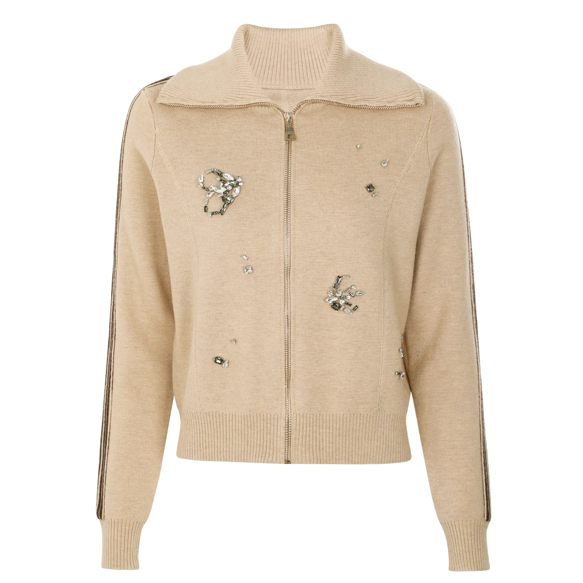 

High End Quality Spring And Autumn New Fashion Commuting Women's Knitted Nail Bead Long Sleeved Woolen Top Cardigan Jacket