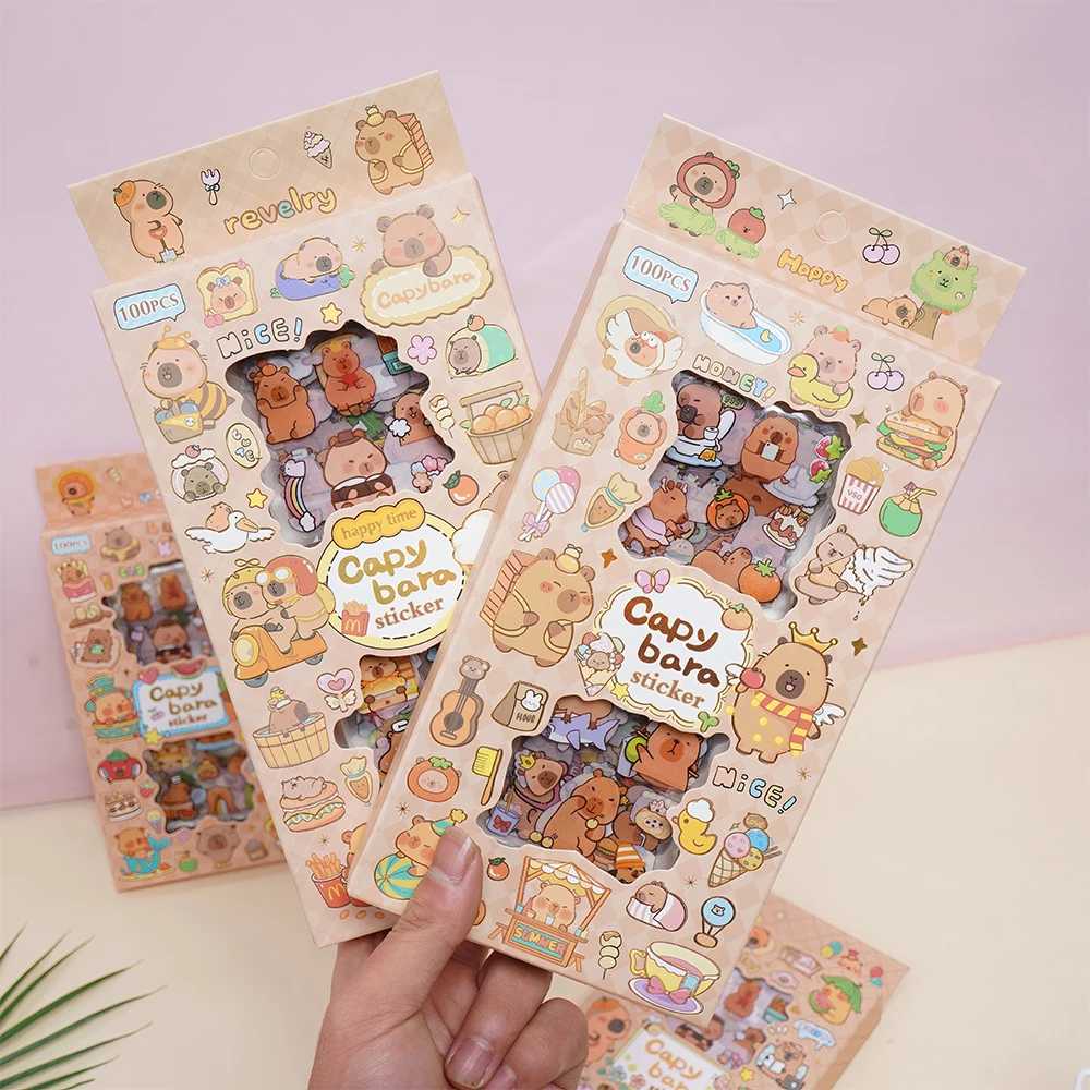 100 teile/schachtel Kawaii Capybara Aufkleber Cartoon Aufkleber DIY Hand Konto Album Tagebuch Dekoration Aufkleber Ästhetische Schreibwaren Geschenke