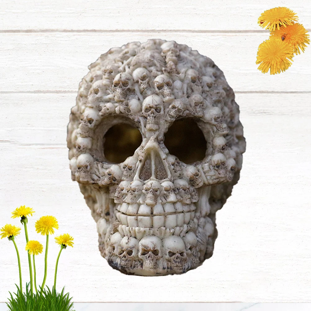 

Resin Aquarium Ornament Skull Design Fish Tank Decor Artificial Craft for Underwater Ambience Suitable for Fresh and Salt Water
