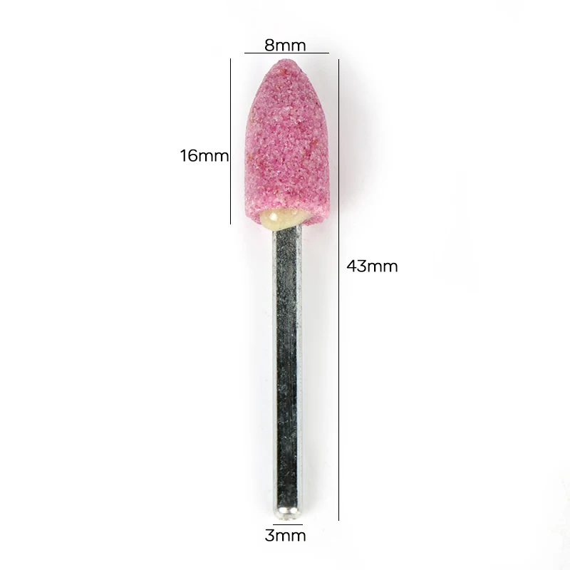 10 pezzi di pietra montata abrasiva per accessori Dremel testa della ruota in pietra abrasiva per utensili rotanti Dremel a forma di proiettile rosa