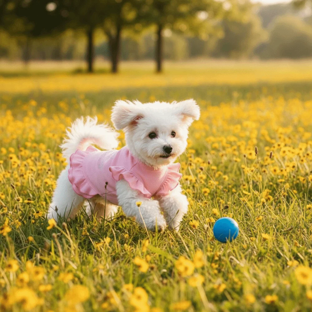 

Lotus Leaf Edge Pet Base Dress Soft Comfortable Solid Color Pet Princess Dresses Lover Pattern Pet Layered Skirt Pet Show