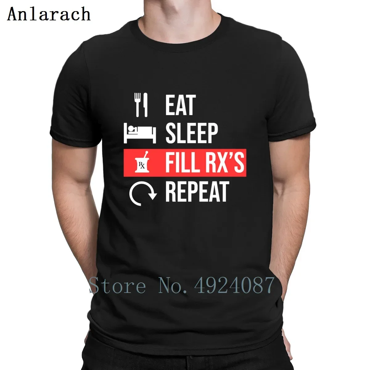 

Eat Sleep Fill Rx's Repeat Pharmacist Pharmacy T Shirt Top Quality Casual Men's Tshirt Men Round Neck Summer Top Summer Slogan