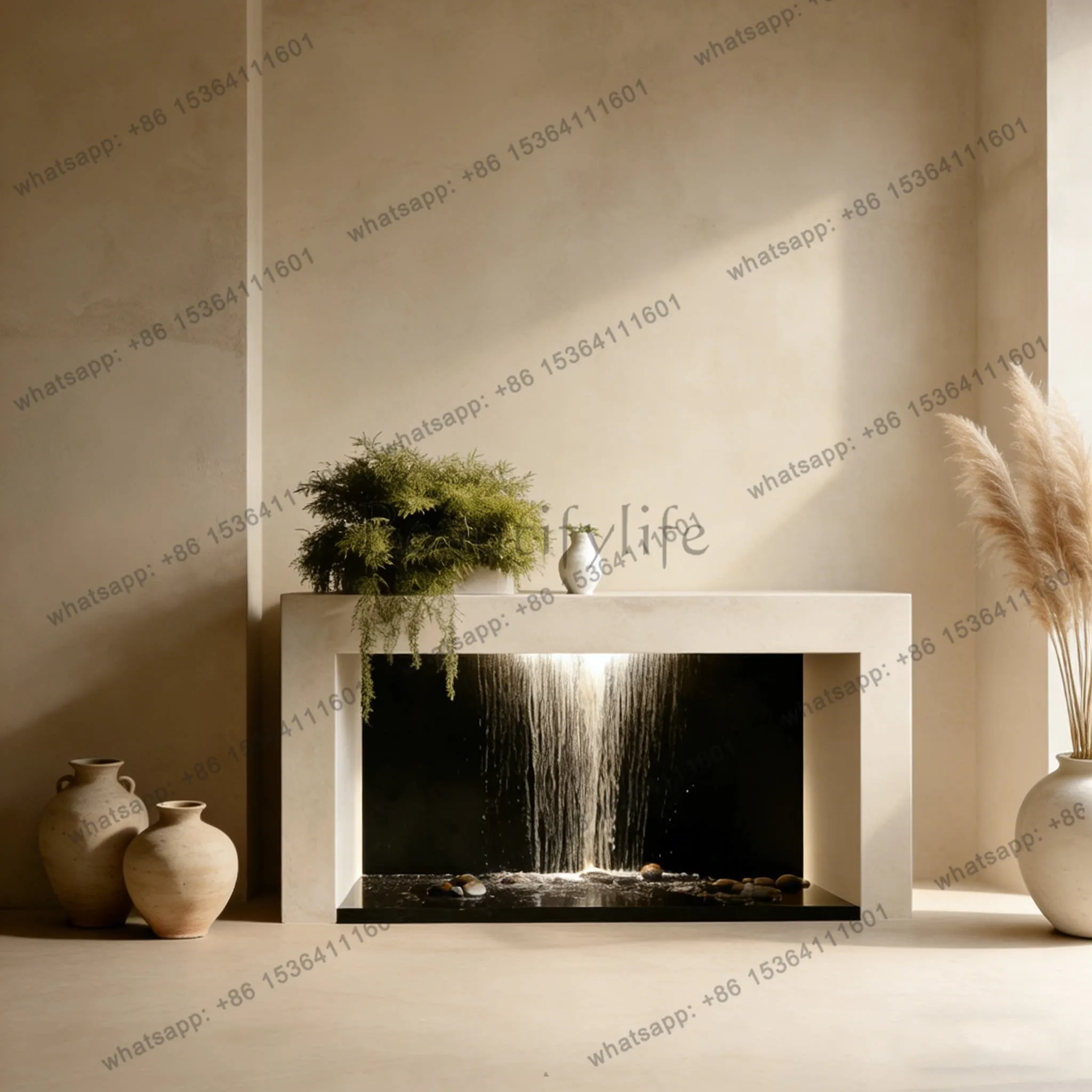 Stainless steel flowing water ornament, living room entrance decoration, simple style creative trendy water feature ornament
