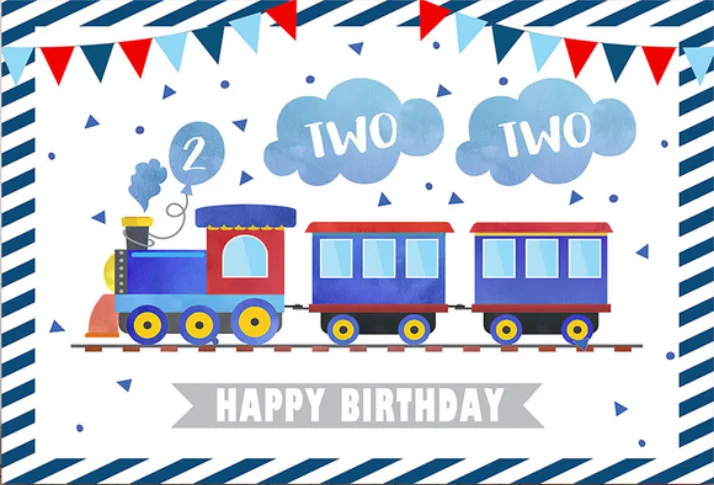 Vinyl Train Cars Vehicle Theme Photography Backdrop Hot Air Balloon Boys Birthday Backdrop Photo Studio Party Decorations Banner