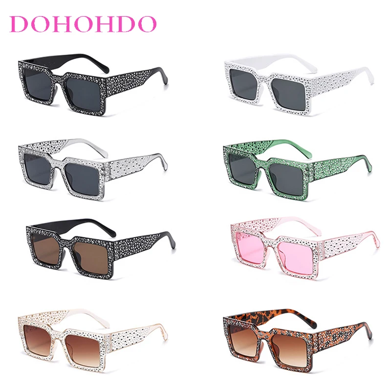 

2025 Fashion Luxury Personality Square Sunglasses For Women Men Rhinestone Decorative Shades Travel Eyewear Unisex Glasses UV400