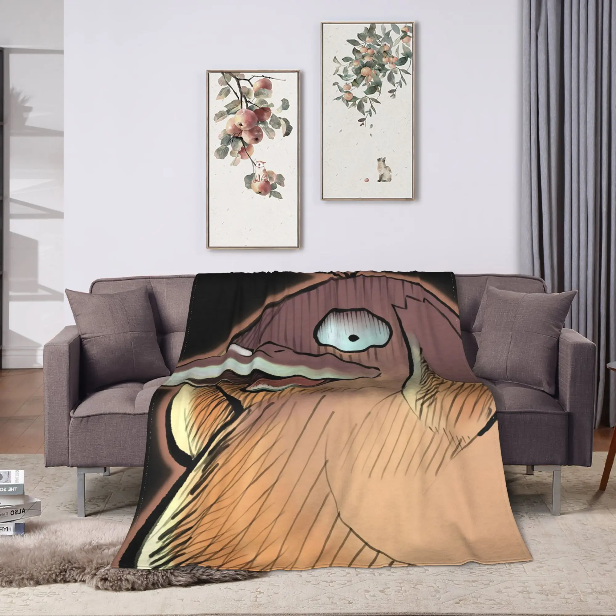 Warm Soft Blanket Picnic Psyduck angry Throw Blanket  Flannel Bedspread For Couch Chair Funny Sofa Bed Cover