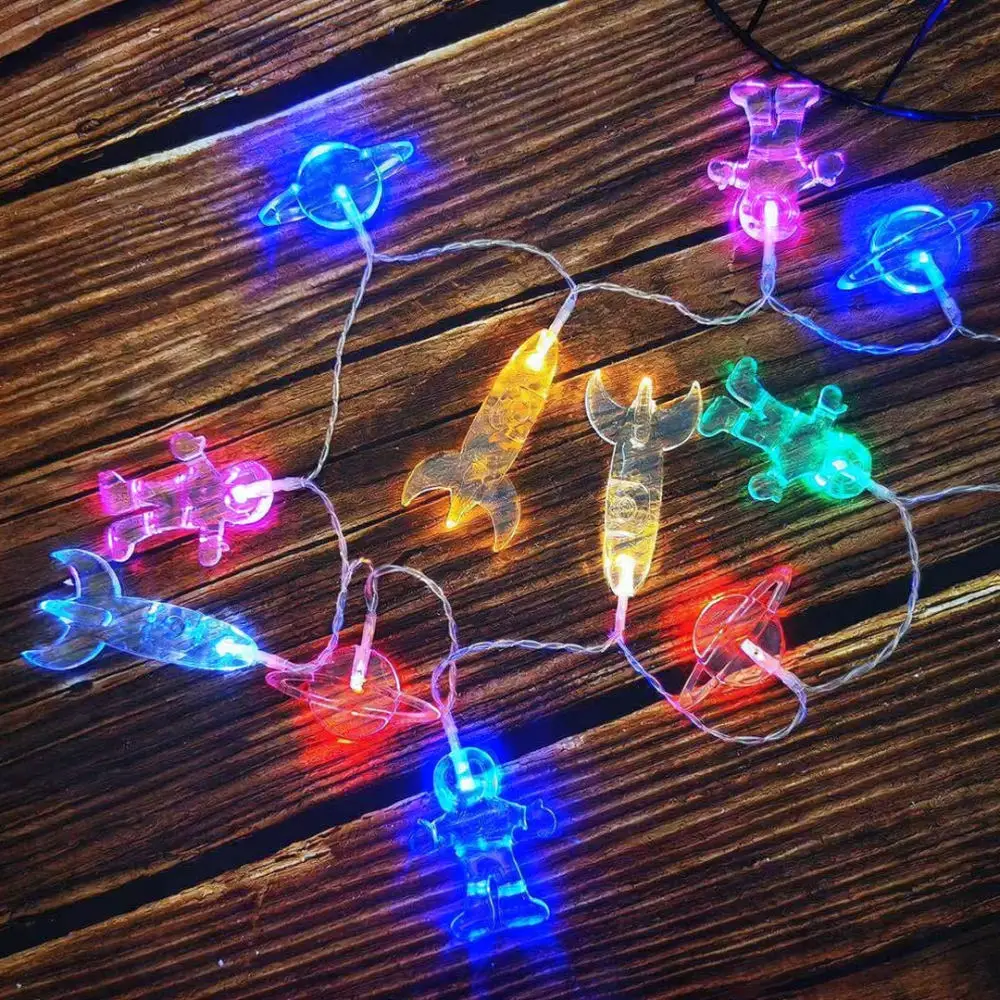 Creative Astronaut Led String Lights Battery Operated Decorative Lamps For Kids Room Birthday Festival Decor