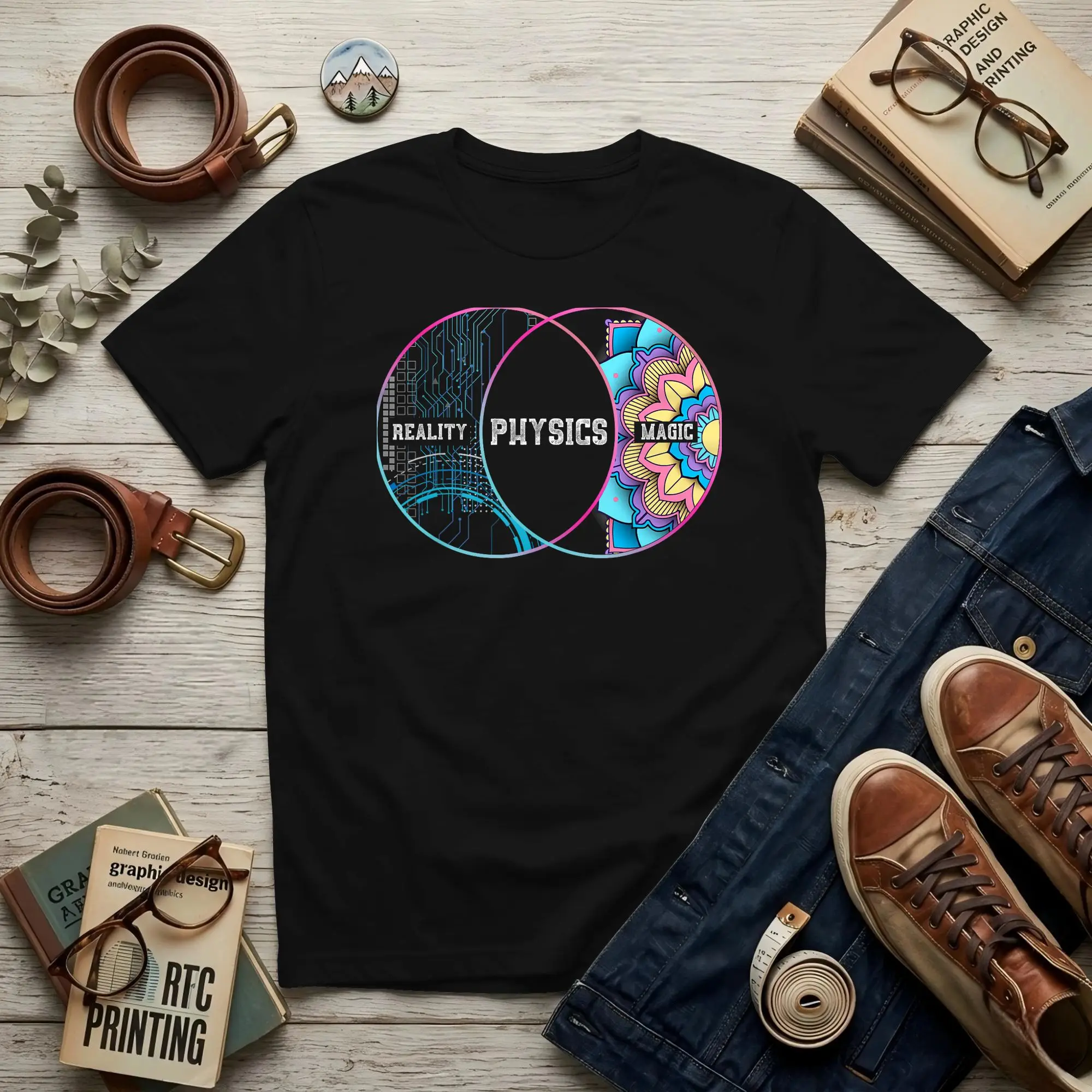 Reality Physics Men's T Shirts Science Hipster Tees Short Sleeve Round Collar Cotton Printed Clothes T-Shirt