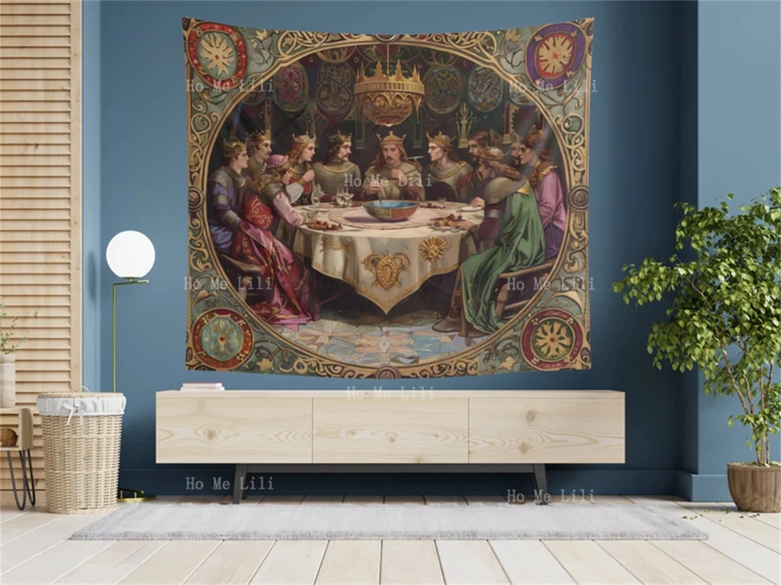 Medieval King Arthur Knights Of The Round Table Vintage Tapestry Wall Decor