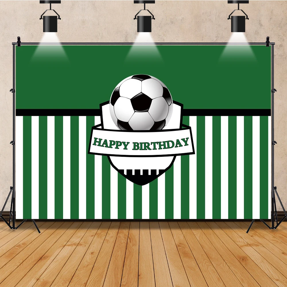 Laeacco-fondos de fotografía personalizados para estudio fotográfico, fondos de dibujos animados a rayas, fútbol, fiesta de cumpleaños