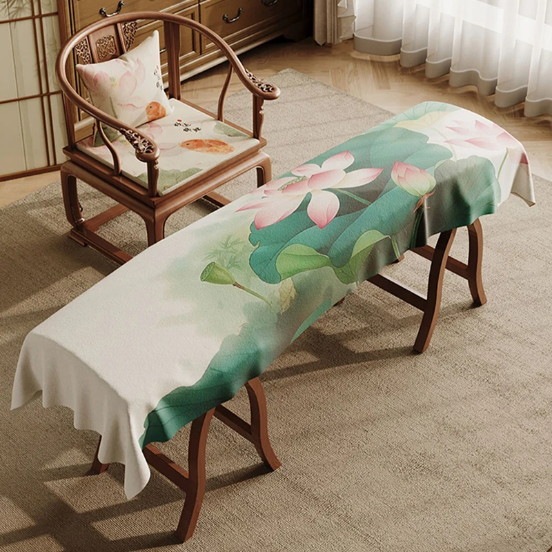 NEW Chinese Zither Dust Cover Classical Lotus Calligraphy Printed Washable Fabric Protection Cover Instrument Furniture Cover