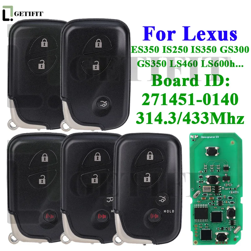 Keyless Smart Auto Remote Car Key For Lexus IS350 GS300 GS350 ES350 IS250 LX570 LS460 LS600h 27145-0140 4D Chip 314.3 /433MHz