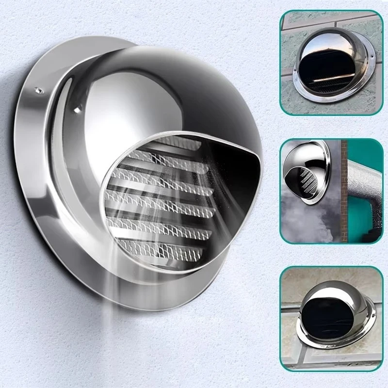 201 Stainless Steel Ventilation Cap Kitchen Insect-proof Exterior Wall Exhaust Hood Bathroom Pipe Windproof Ventilation Cap