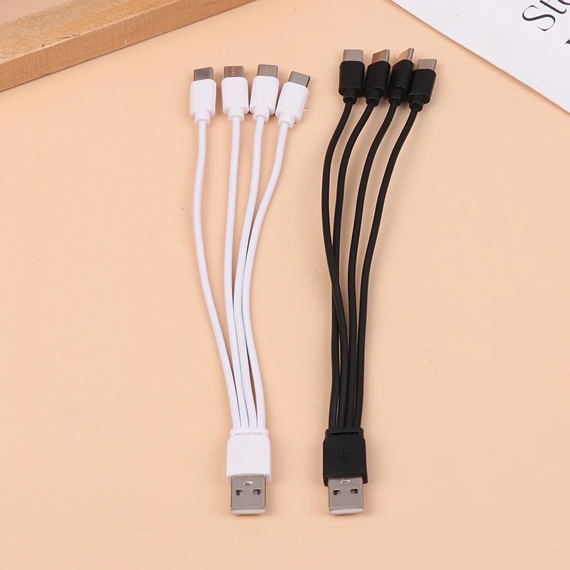 2026 NEU 1 STÜCK 4-in-1 USB-C Ladekabel 20CM 4-Port USB-Verteiler Typ-C Anschluss Multi-Ladekabel für Handy und Tablet