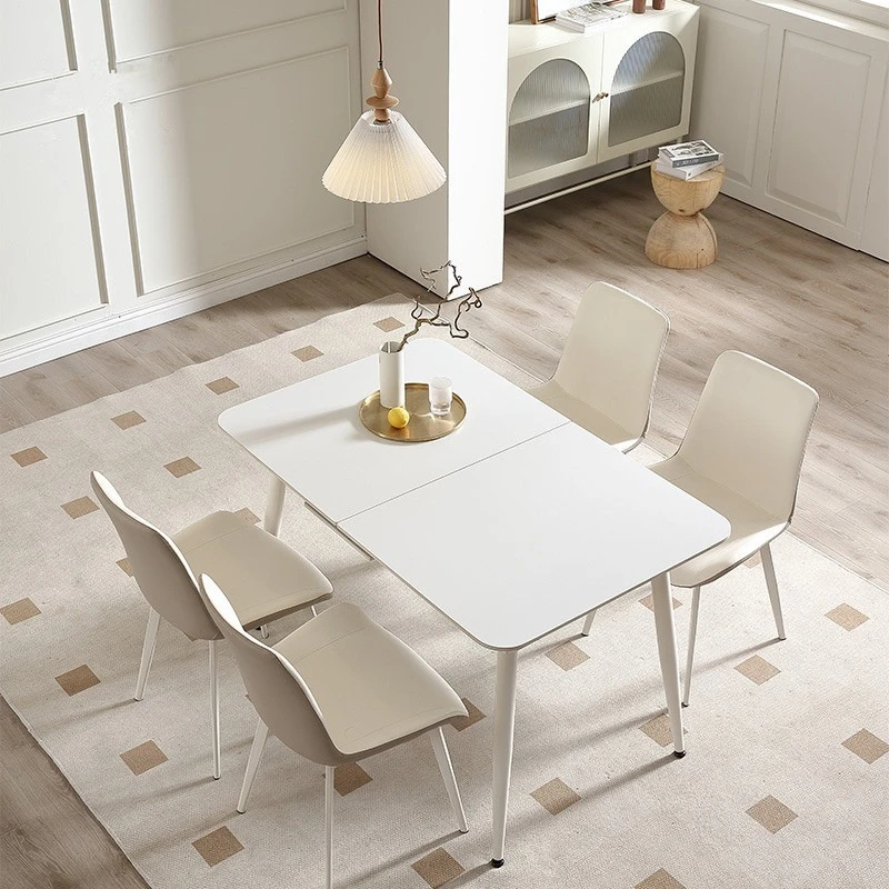 Modern simple rock slab dining table and chair combination rectangular telescopic folding home