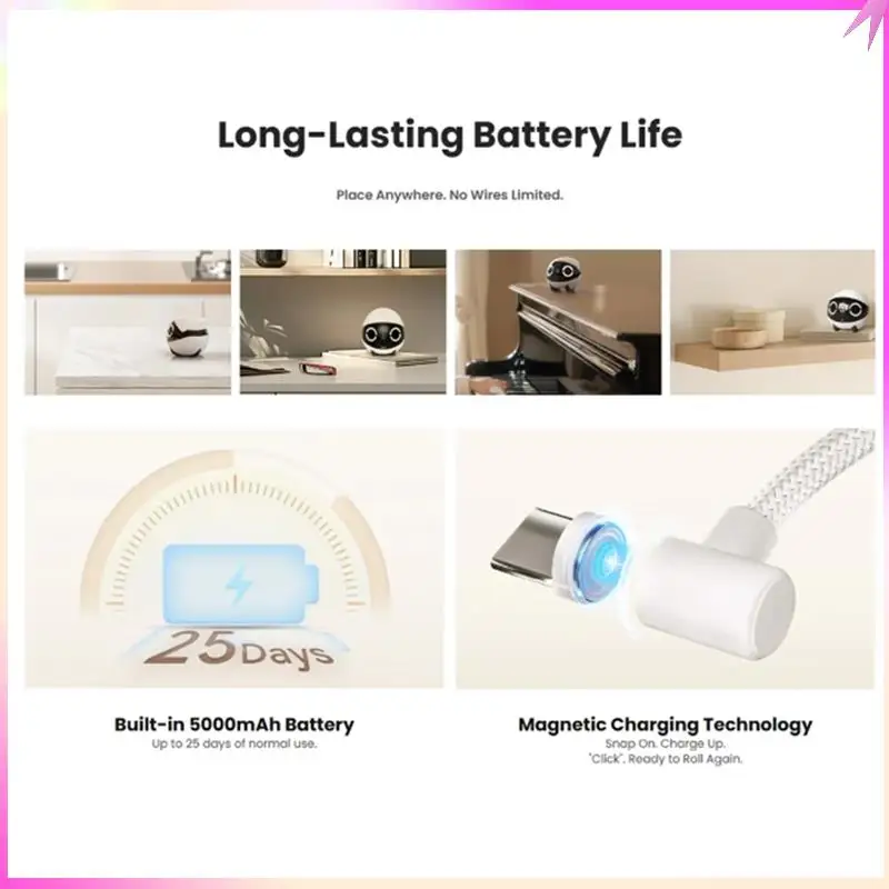 B68C Mini Pet Companion Robot 2K Camera Intelligent Wireless Remote Monitoring Robot For Dog Cat Baby