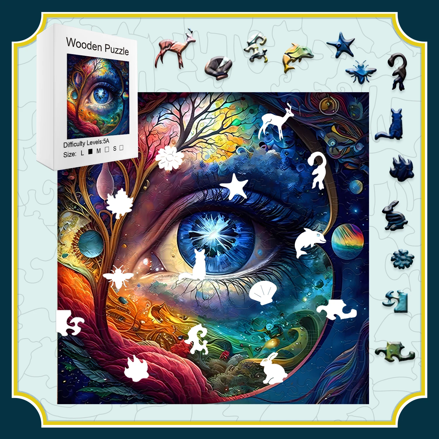 ألغاز الصور المقطوعة الخشبية للبالغين - سلسلة فنية خيالية (حيوانات سحرية، مشاهد غامضة) - ألغاز خشبية ممتازة لديكور المنزل وG
