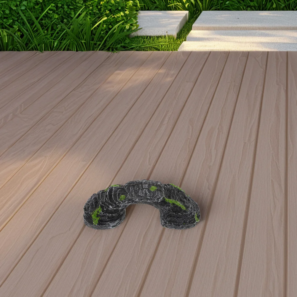 Reptile Basking Platform Rock for Turtle Tank with Climbing Ladder and Hideout Function Resin Bridge Aquarium Decor Accessory