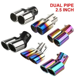 One Out Two Tailpipe Tailpipe General Exhaust Stainless Steel Exhaust Hood Exhaust Cylinder Double Tube Muffler Modified