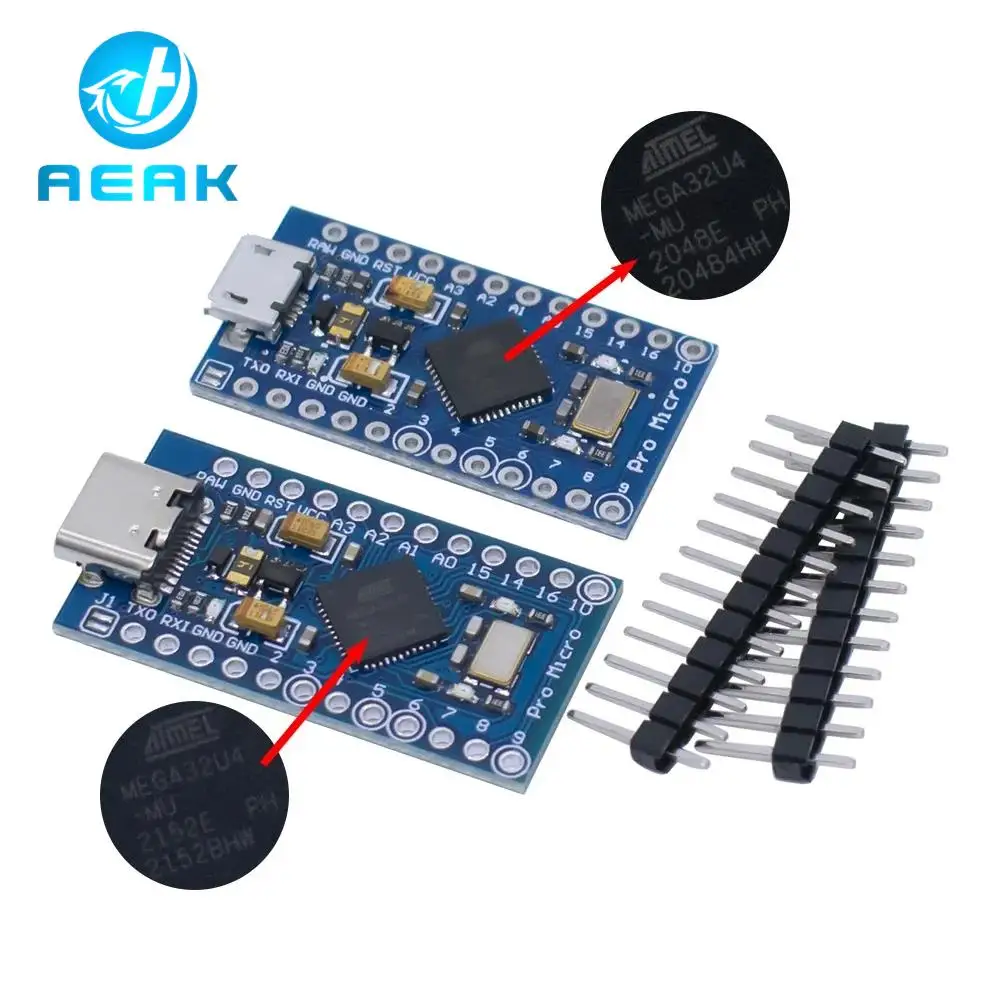 Pro Micro ATmega32U4 5V 16MHz Original Chip Replace ATmega328 For Arduino Pro Mini With 2 Row Pin Header For Leonardo UNO R3