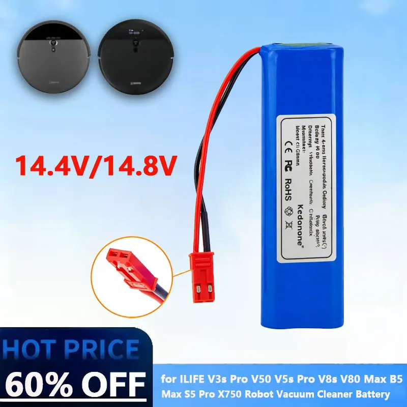 

NEW 14.4V 12800mAh Lithium Battery for ILIFE V5 V5s V50 V3 DF45 DF43 plus v3s pro Robot Vacuum Cleaner ILIFE v5s pro battery