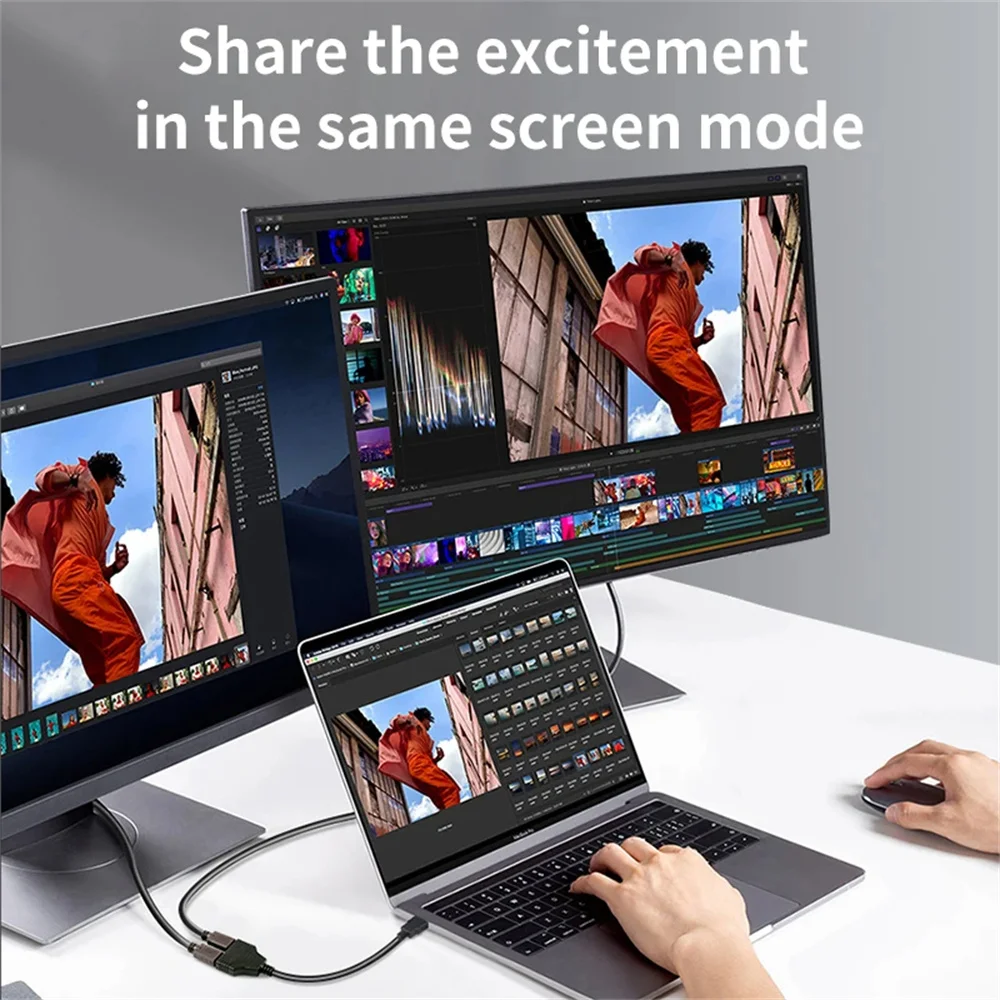 1-in-2-out HDMI-kompatibles Splitterkabel, 1 Stecker auf 2 Buchsen Adapter, 1080P 4K 3D für Laptop, HD-TV, Monitor, PC, Projektor, TV-Nutzung – Detail 2