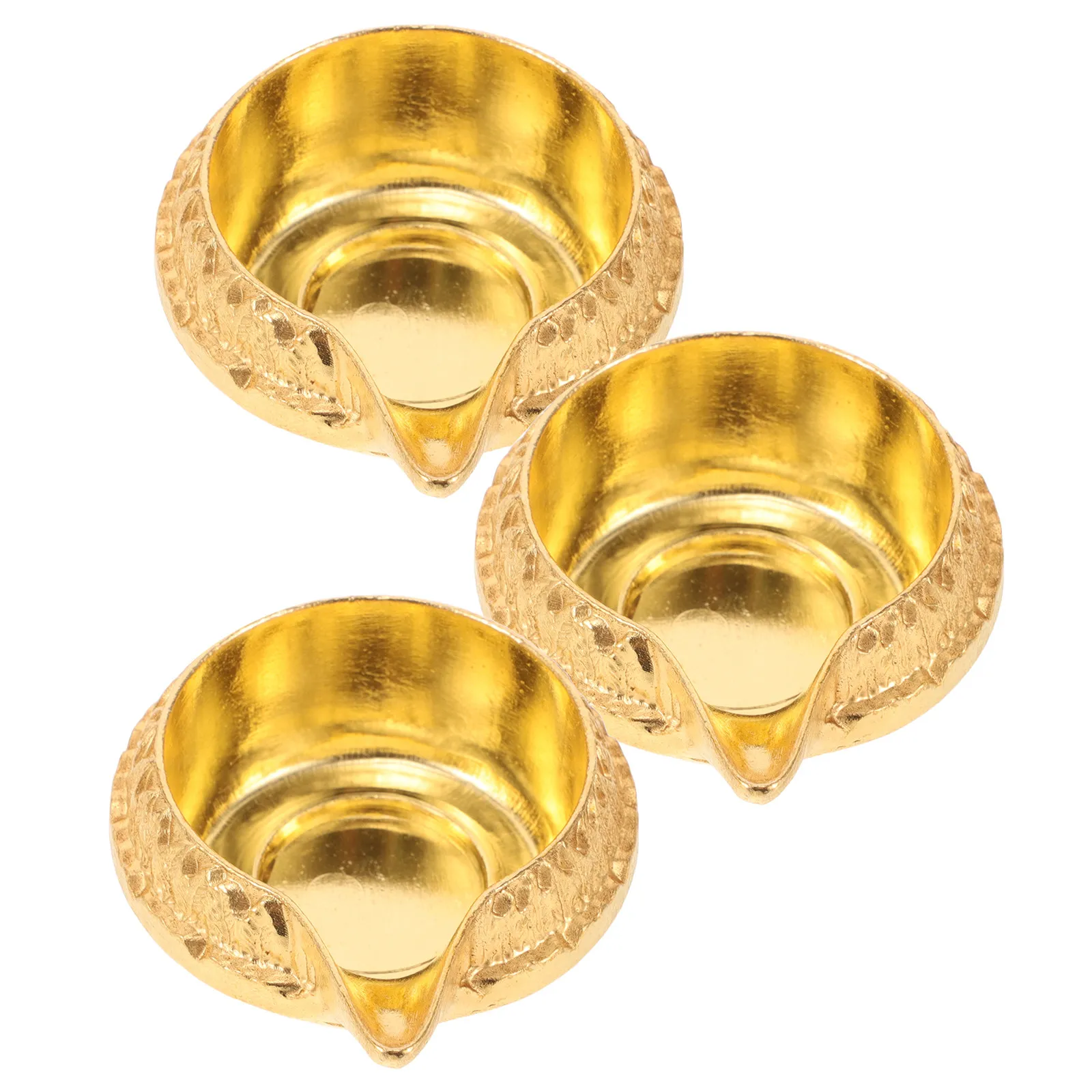 3Pcs Diwali Oil Lamp Copper Ghee Holder Puja Steady Flame Hindu Prayer Altar Table Lamp Vintage Paraffin Holder