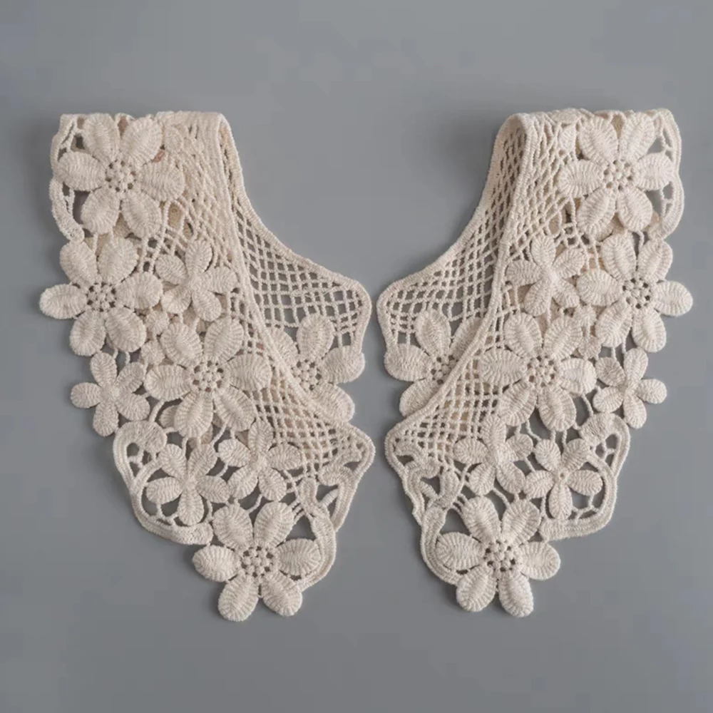 Faux col en dentelle brodée pour la présidence, tissu, poignées amovibles, bricolage, décoration de vêtements, accessoires de couture, appliques