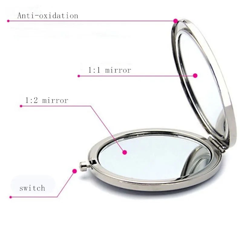 GU401 1pc Mini Round Makeup Mirror Portable Double-sided Vanity Mirror Cosmetic Mirror Makeup Vanity Foldable Pocket Mirror