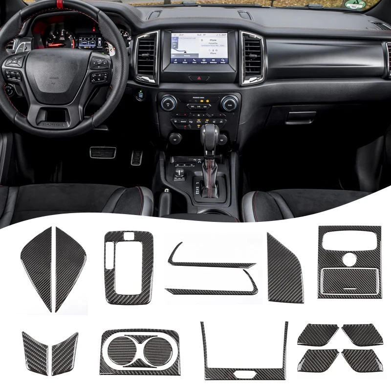 

For Ford Ranger Wildtrak 2015-2021 Soft Carbon Fiber CarInterior Central Control Full Set Of Trim Sticker Car Accessories