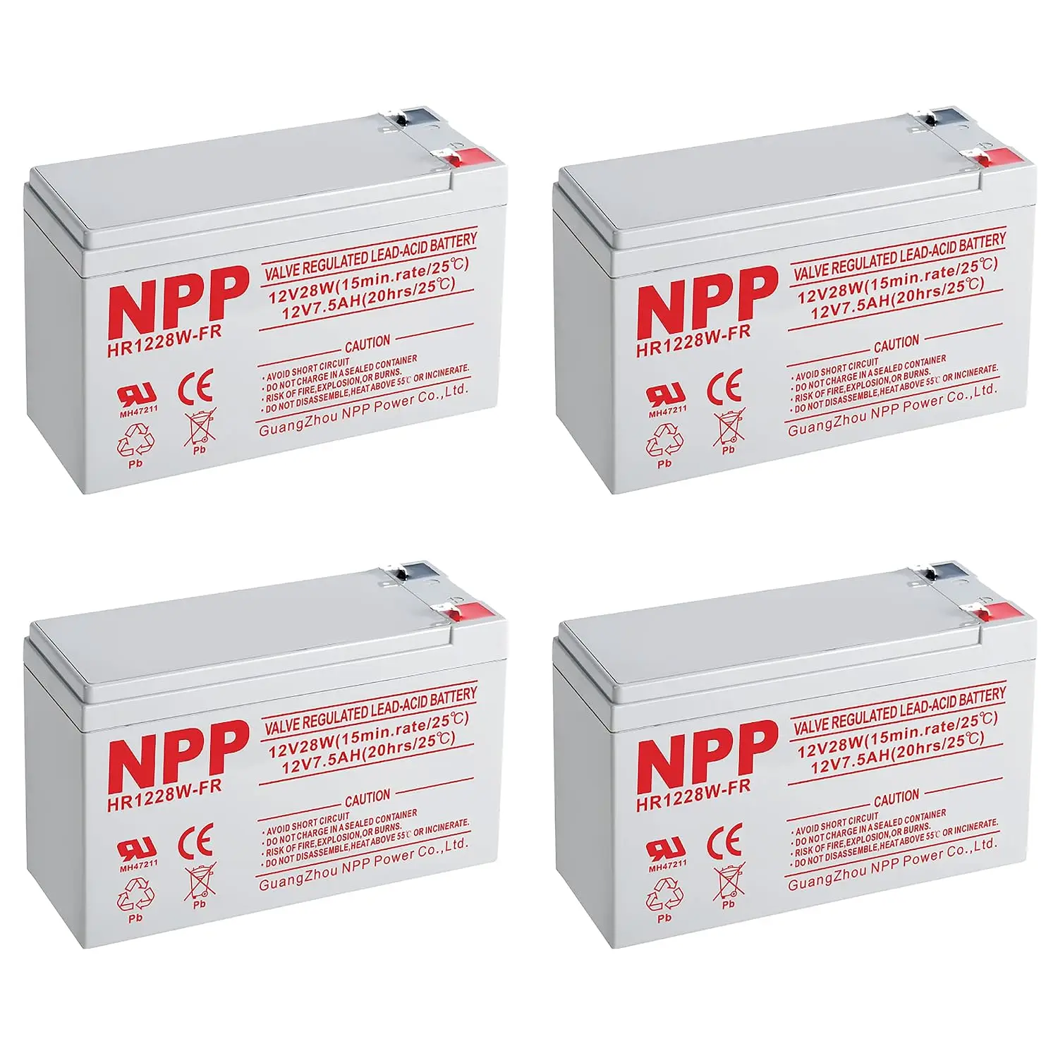 12V 7.5Ah AGM Battery 168W High Rate F2 Terminal UPS Replacement 12V 7Ah 8Ah Alarm Emergency Light 4Pcs, Customized