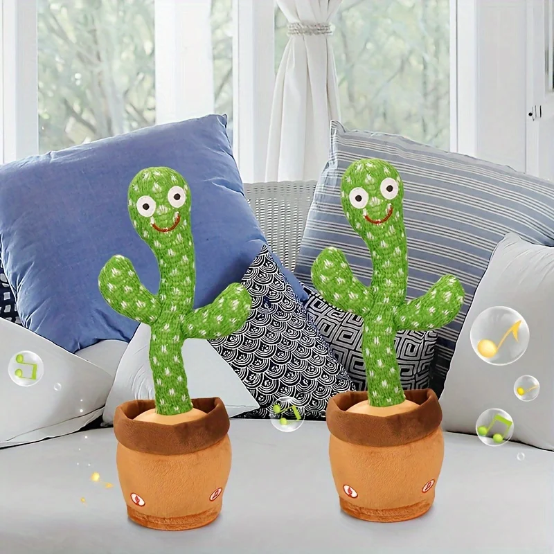 Juguete de Cactus que canta bailando, planta animada divertida con música, luces LED, regalo para niños y adultos, alivio del estrés