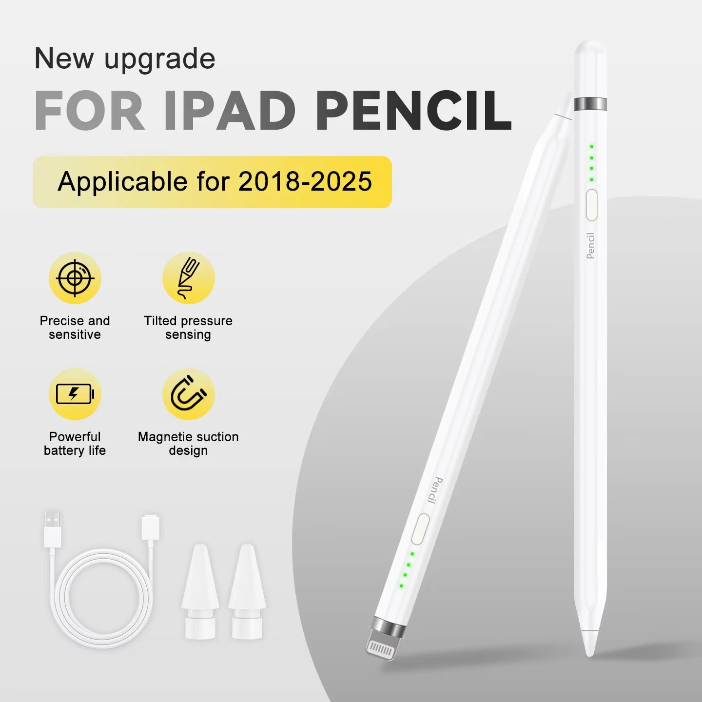 

Стилус для iPad Pro/Air/Mini 2018+, технология предотвращения случайных касаний ладонью, быстрая зарядка, долговечная батарея, боковое магнитное крепление