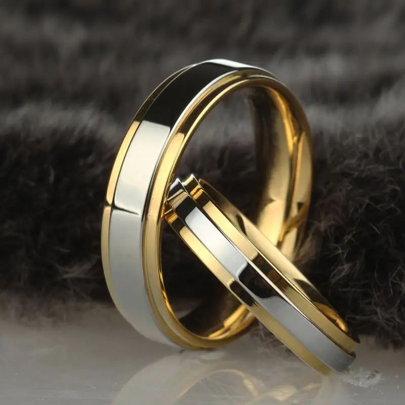 Ramos Stainless steel Wedding Couple Ring Simple Design Couple Alliance Ring 4mm 6mm Width Band Ring for Women and Men