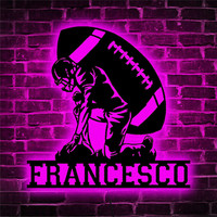 Rugby Colorful Neon Sign Wall Lamp Personalized Custom Player Name Wooden Night Light for Friend Gift Bedroom Decoration