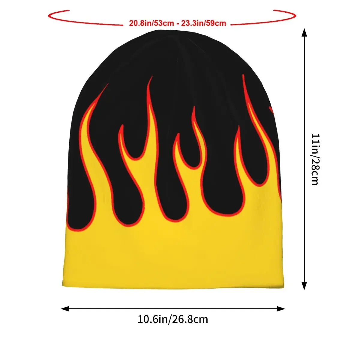 Black And Yellow Flames Beanies Caps Hat Fashion Bonnet Hats Men