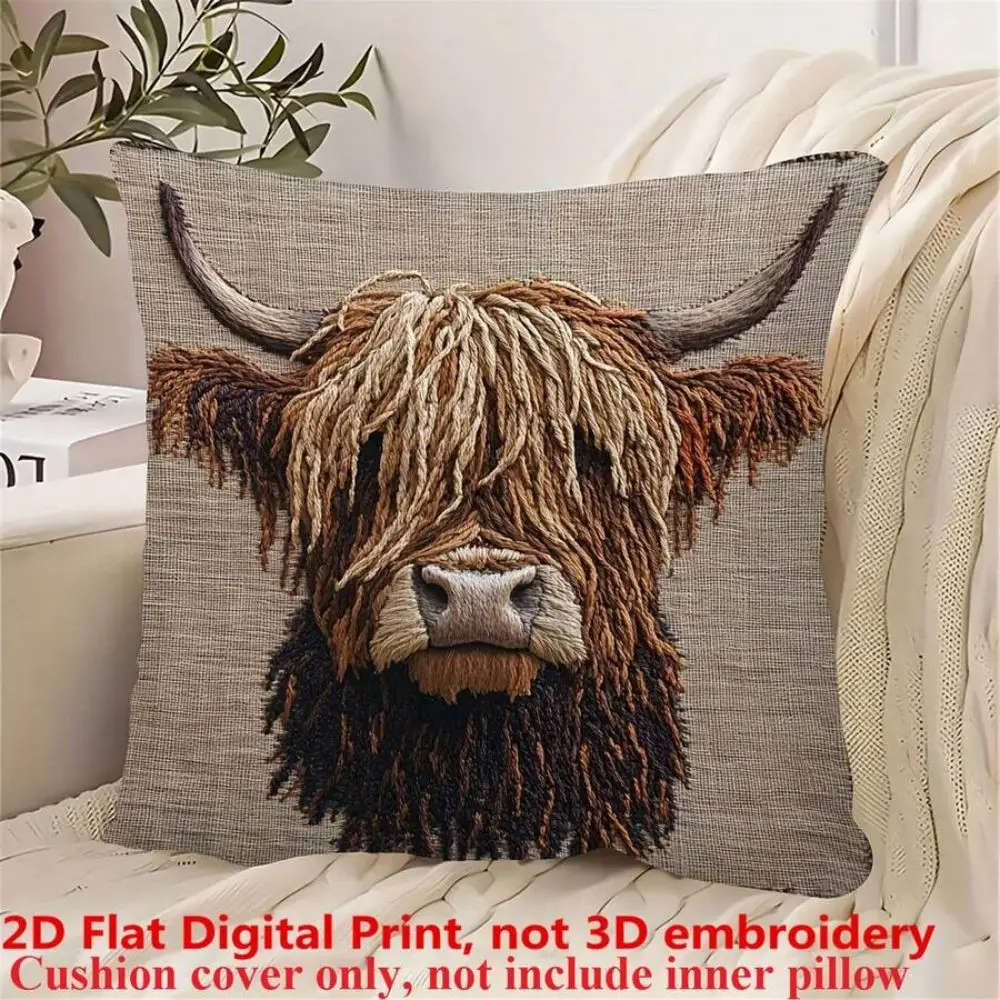 VIKAMA Faux Embroidered Animal Print Cushion Cover Living Room Sofa Cushion Cover Bedroom Headboard Pillowcase Home Decor