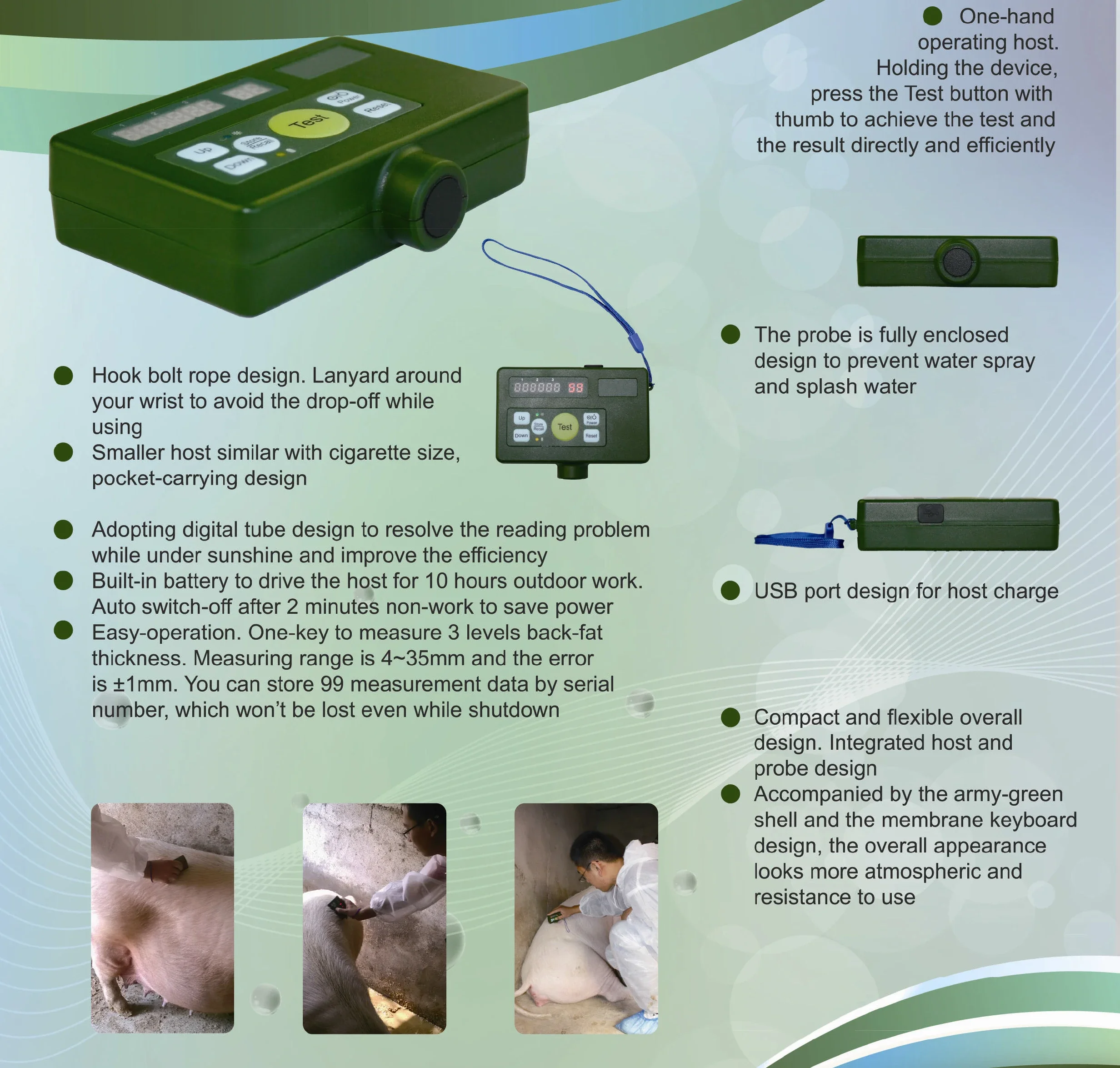 Pig Mini Veterinary Back    Thickness Measure Tester Back   Meter UT01