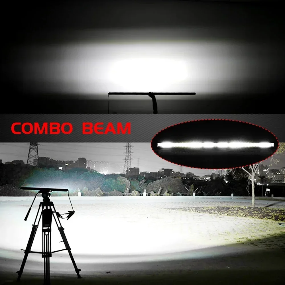 Super Slim 12D 10inch 20inch 130W 260W Offroad Led Light Bar Spot Flood Combo Beam 4x4 Led Work Light 12V 24V for Boat Truck ATV