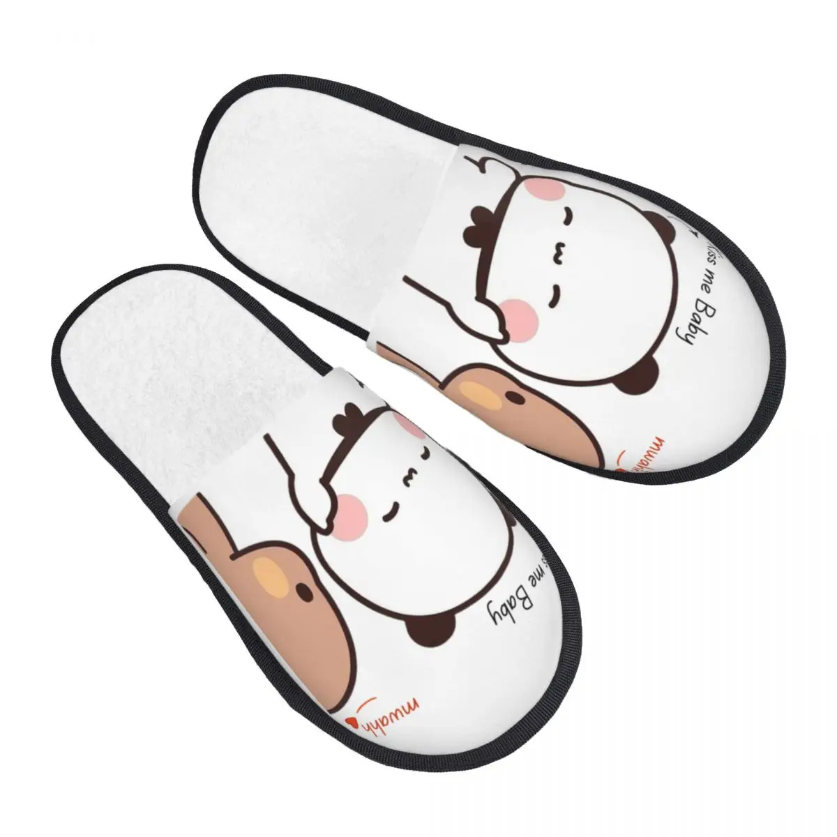 قبلني الطفل مواه بوبو دودو الباندا وبراوني الدب زوجين دافئ جرجر مع رغوة الذاكرة النعال النساء غرفة نوم أحذية منزلية #1