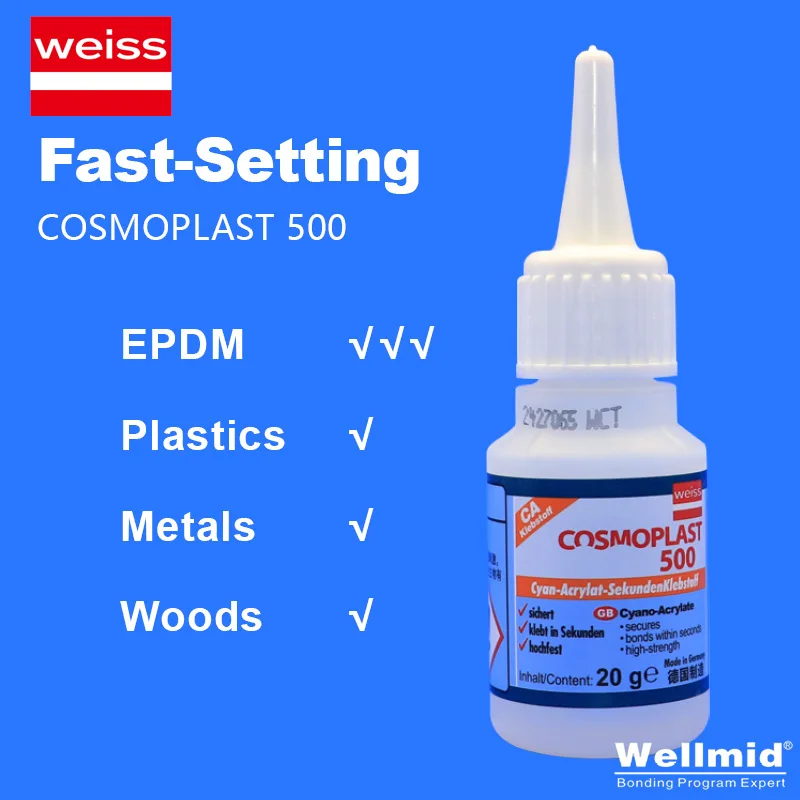 Weiss Adhesive Fast-Setting CA-500.110 Cyanoacrylate Adhesive Original Bonding EPDM Metal Wood Rubber Plastics 20g Instant Glue